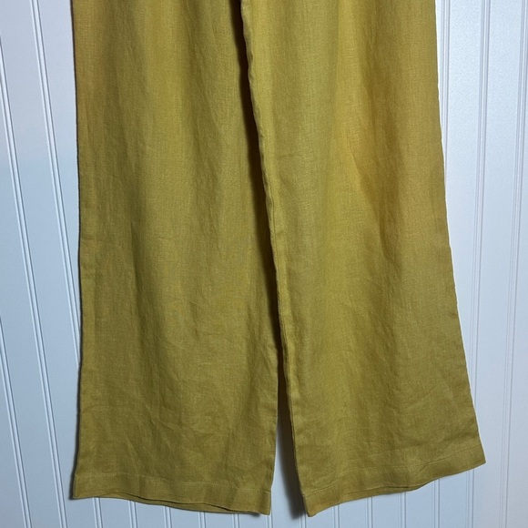 Reformation Cleo Linen Pants Ss 4 Wide Leg Pants in Mustard Yellow High Waist - Picture 3 of 9